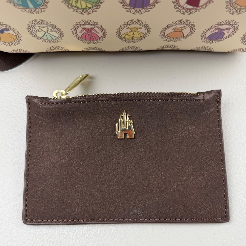 Disney Loungefly Princess Portraits Mini Backpack White Brown Faux Leather - Picture 3 of 9